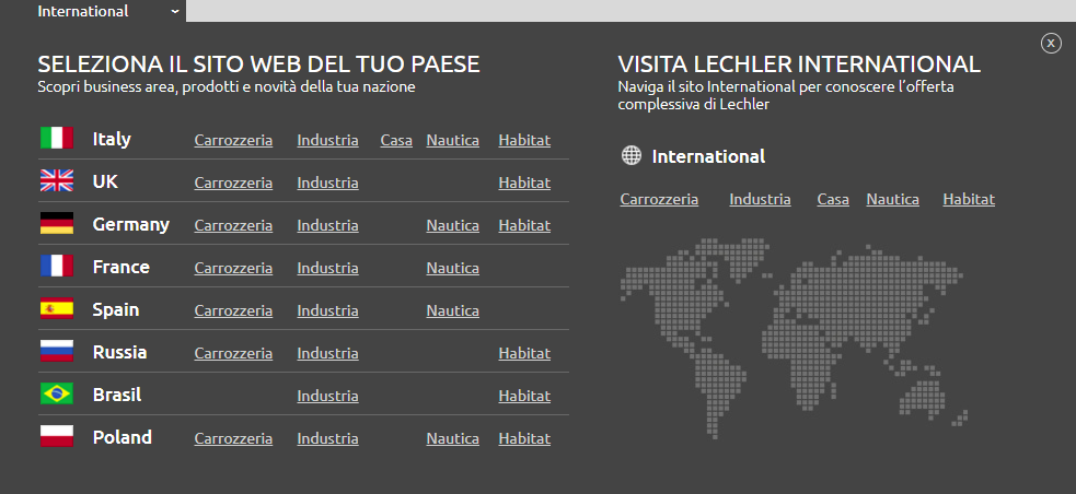 Sito International e Siti Regionali