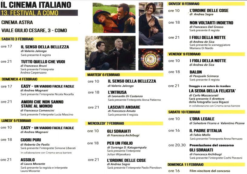 Porgramma 13. Festival a Como del Cinema Italiano